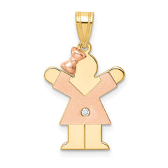 14k Two-tone A Diamond Kid Pendant - 2
