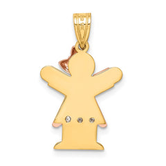 14k Two-tone AA Diamond Kid Pendant - 4