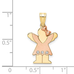 14k Two-tone AAA Diamond Kid Pendant - 7