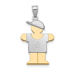 14k Two-tone AA Diamond Kid Pendant - 23