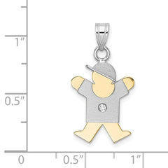 14k Two-tone AAA Diamond Kid Pendant - 5