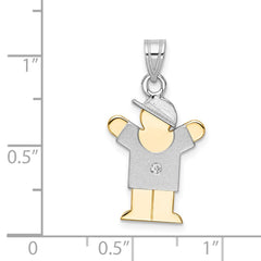 14k Two-tone VS Diamond Kid Pendant - 24