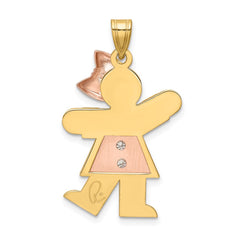 14k Two-tone AA Diamond Kid Pendant - 25