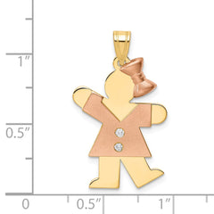 14k Two-tone AA Diamond Kid Pendant - 25