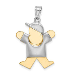 14k Two-Tone Puffed Boy with Hat on Right Engravable Charm - 3