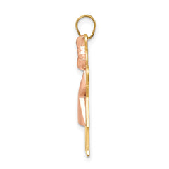 14k Two-Tone Puffed Girl with Bow on Right Engravable Charm - 2