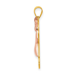 14k Two-Tone Puffed Girl with Bow on Left Engravable Charm - 4