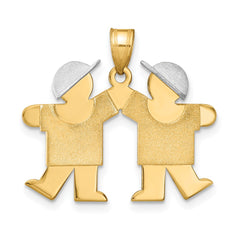 14k Two-Tone Small Double Boys Engravable Charm - 2