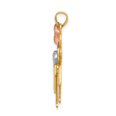 14k Tri-Color Big Girl and Little Boy Engravable Charm