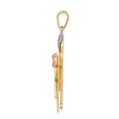 14k Tri-Color Big Boy and Little Girl Engravable Charm - 2