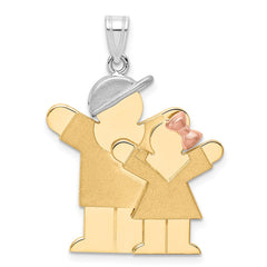 14k Tri-Color Big Boy and Little Girl Engravable Charm - 2