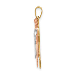 14k Tri-Color Big Girl and Little Boy Engravable Charm - 2