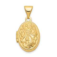 14k Beaded Scroll Design 13mm Oval Locket