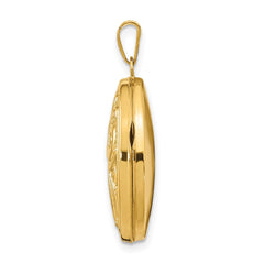 14k Domed Scroll Design 21mm Oval Locket