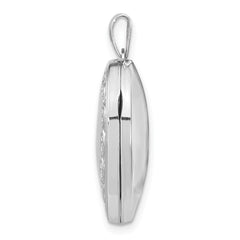 14k White Gold Scallop Design 21mm Heart Locket