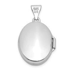 14k White Gold Polished Plain 17mm Oval Locket