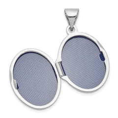 14k White Gold Polished Plain 17mm Oval Locket