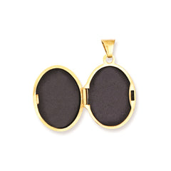 14k with White Rhodium Footprints Poem on Reverse 17mm Oval Locket