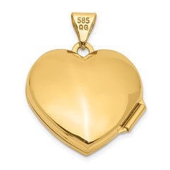 14K Polished Floral 18mm Heart Locket