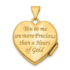 14k with White Rhodium Celtic Knot with Heart of Gold Poem on Reverse 18mm Heart Locket