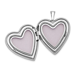 14K White Gold Polished Plain 20mm Heart Locket