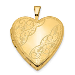 14k Polished Swirl Design 20mm Heart Locket