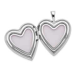 14K White Gold Diamond Star with Side Swirl Edge 20mm Heart Locket