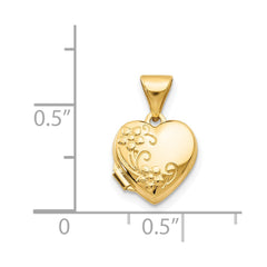 14k Floral 10mm Heart Locket