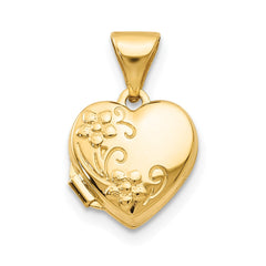 14k Floral 10mm Heart Locket