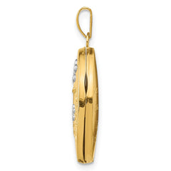 14k with White Rhodium Floral GRANDDAUGHTER with Poem on Reverse 21mm Oval Locket