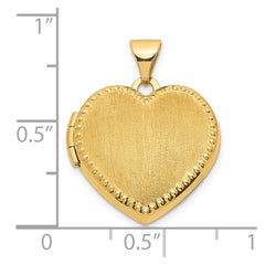 14k Brushed with Beaded Edge 18mm Heart Locket