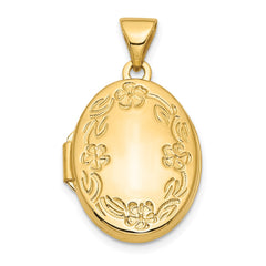 14k Floral Border 17mm Oval Locket