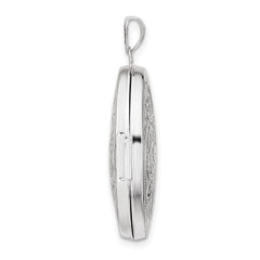 14k White Gold Reversible Floral Swirl Design 26mm Oval Locket