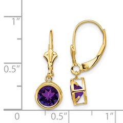 14k 6mm Amethyst Leverback Earrings