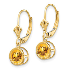 14k 6mm Citrine Leverback Earrings - 2