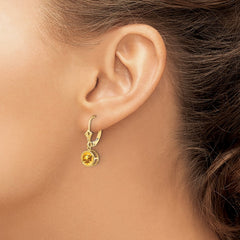 14k 6mm Citrine Leverback Earrings - 2