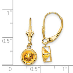 14k 6mm Citrine Leverback Earrings - 2