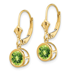 14k 6mm Peridot Leverback Earrings