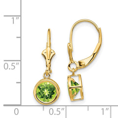14k 6mm Peridot Leverback Earrings