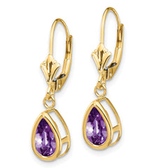 14k 8x5mm Amethyst Dangle Earrings