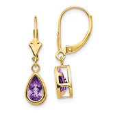 14k 8x5mm Amethyst Dangle Earrings