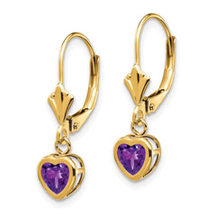 14k 5mm Heart Amethyst Earrings