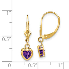 14k 5mm Heart Amethyst Earrings