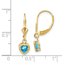 14k 5mm Heart Blue Topaz Earrings