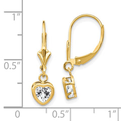 14k 5mm Heart Cubic Zirconia Earrings - 2