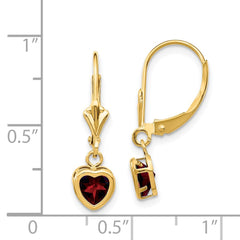 14k 5mm Heart Garnet Earrings