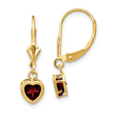 14k 5mm Heart Garnet Earrings