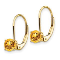 14k 5mm Citrine Leverback Earrings