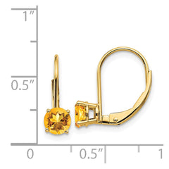 14k 5mm Citrine Leverback Earrings