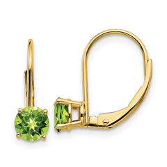 14k 5mm Peridot Leverback Earrings